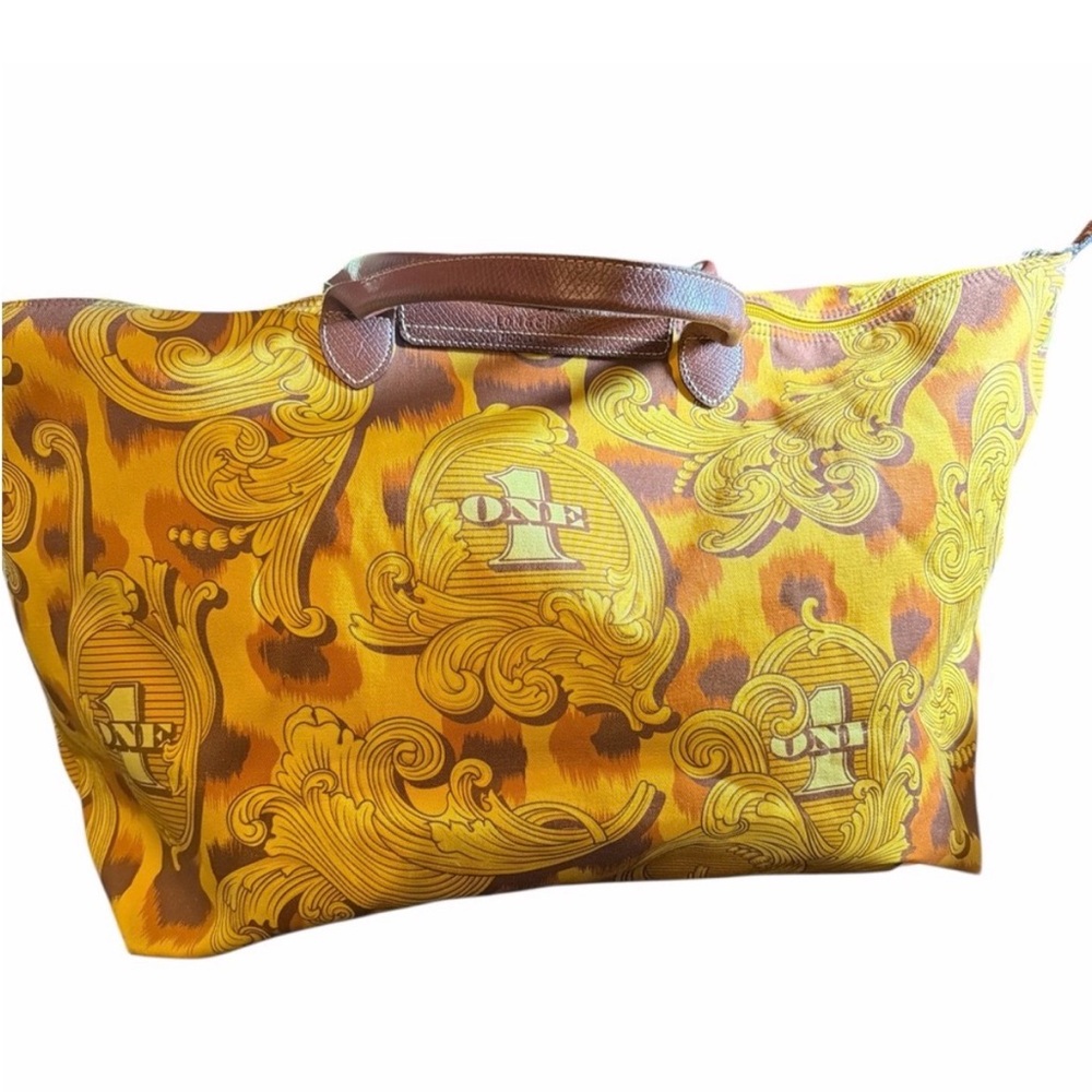 Yellow & Brown Travel Tote Bag by LongChamp